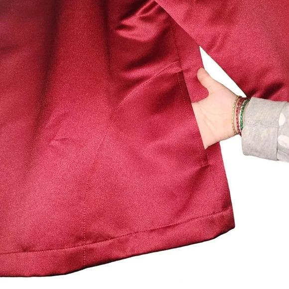 Caroline Rose Women Red Satin Collared Statement Button Blazer Jacket Size Large - Picture 10 of 10